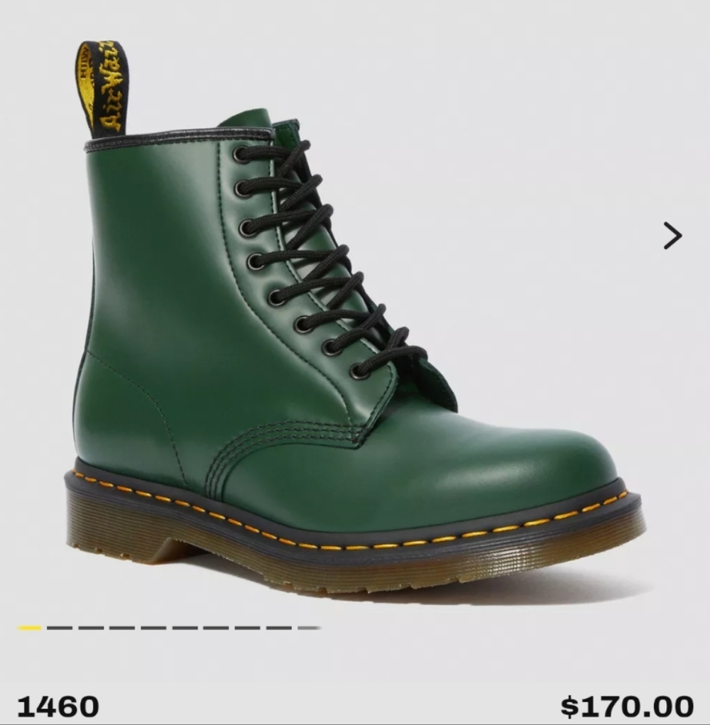 Dr. Martens Green Leather Boots